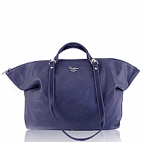 Вместительная женская темно-синяя сумка 