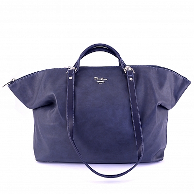 Вместительная женская темно-синяя сумка 