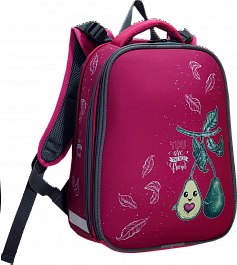 Ранец шк каркасный 82160Б Авокадо+листья розовый