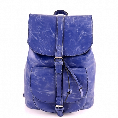 Рюкзак женский кожаный синего цвета