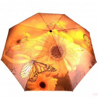 Зонт Flioraj 013-030 бабочка цветы жен с/а 3сл сатин